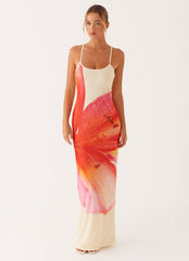 Bad News Mesh Maxi Dress - Yellow Floral