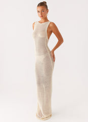 Beach House Crochet Maxi Dress - White
