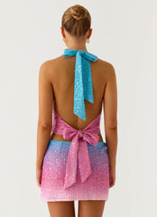 One More Time Sequin Knit Mini Skirt - Disco Ombre