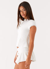 Landon Button Up Top - White