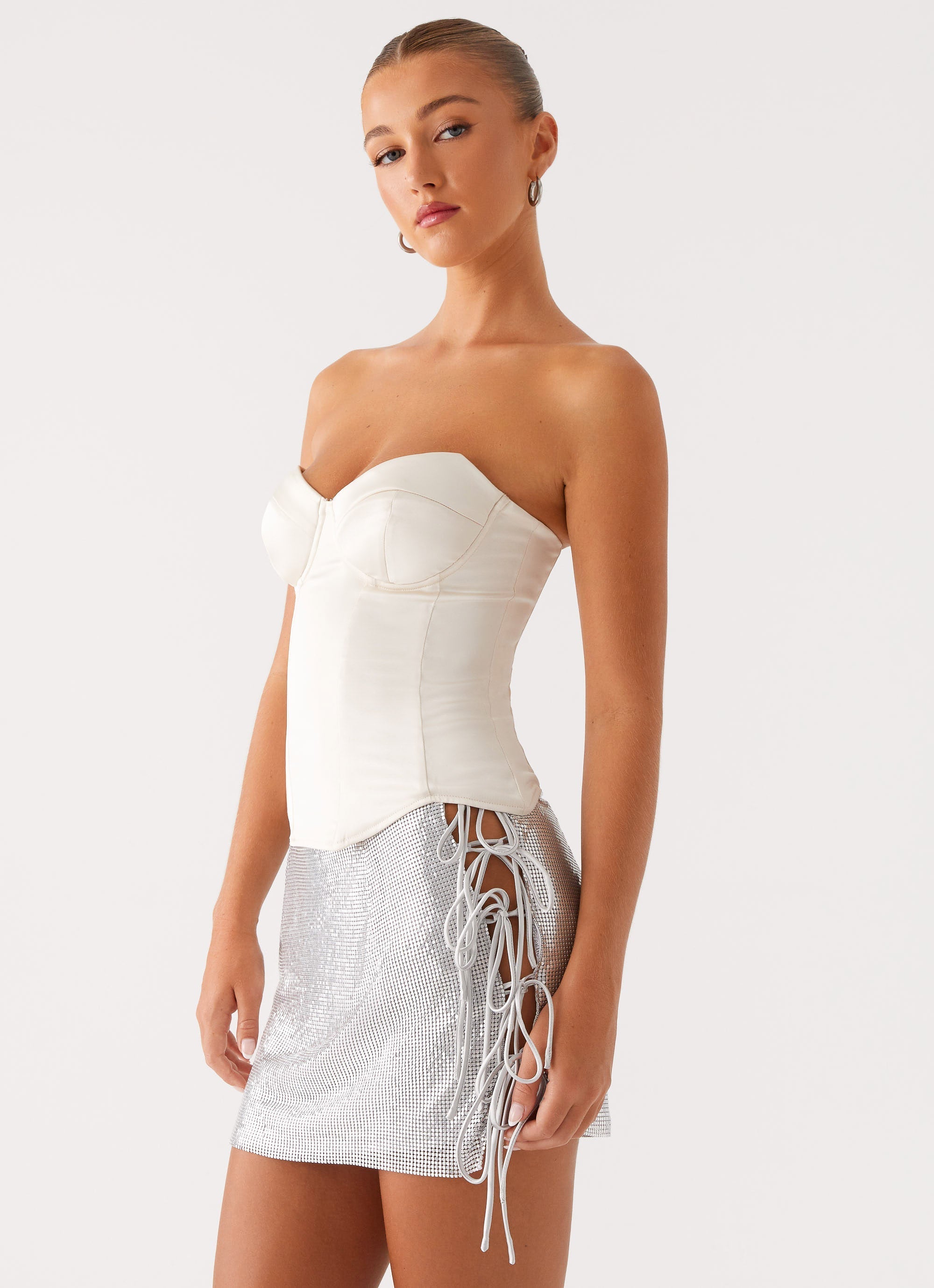 Radar Satin Corset - Ivory